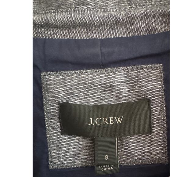 J. Crew one button preppy blazer 100% cotton structured chambray Blue 8 - Picture 5 of 12